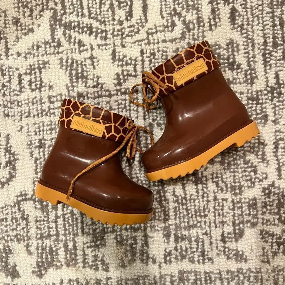 NIB Mini Melissa Yellow/Brown Rainboots II Toddler girl size 5